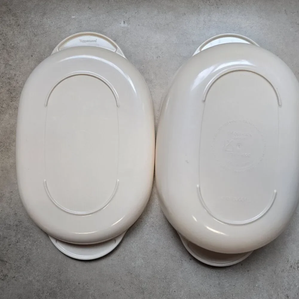 Vtg Tupperware Almond Oval Steamer Casserole Dish Lid Micro-Cookware 35 oz 1L